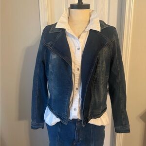 Classic Blue Denim Jacket with White Detailing